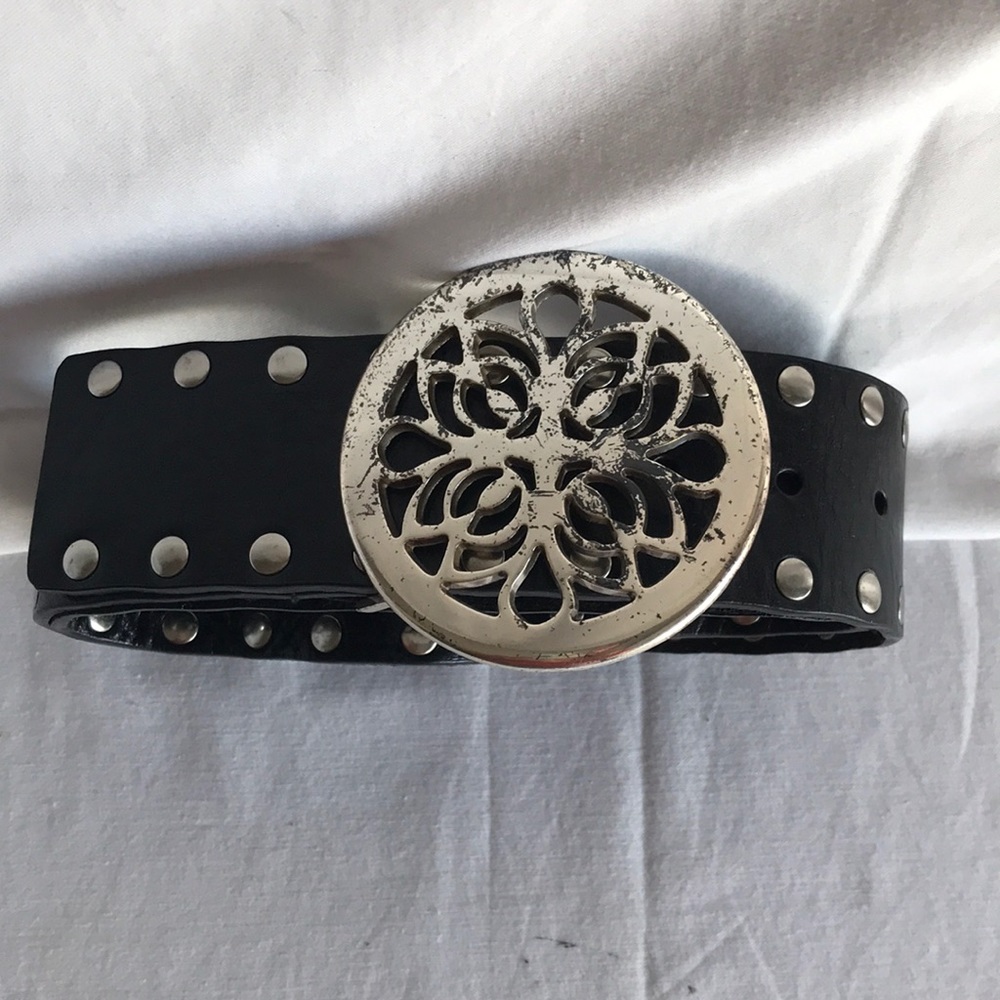 Calvin Klein black studded leather belt Sz small